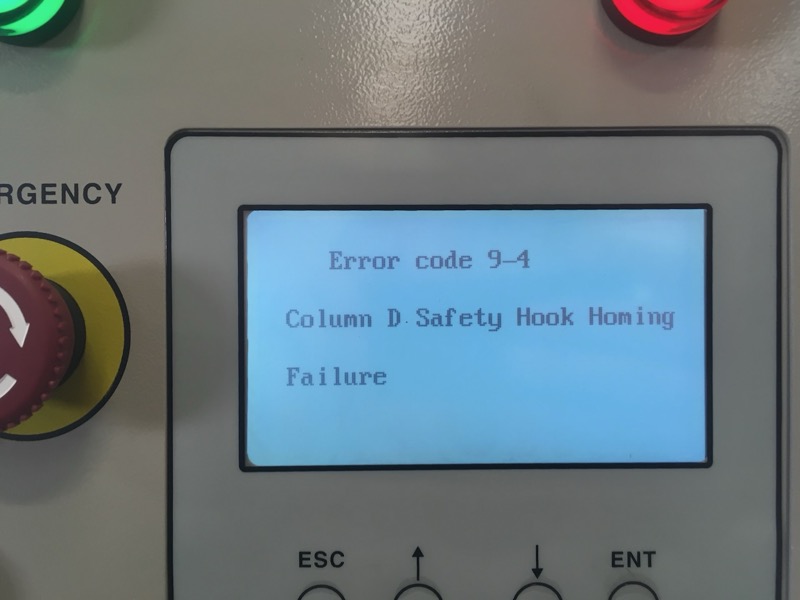 Error codes on display